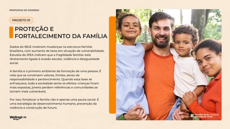 Página do projeto de fortalecimento da família